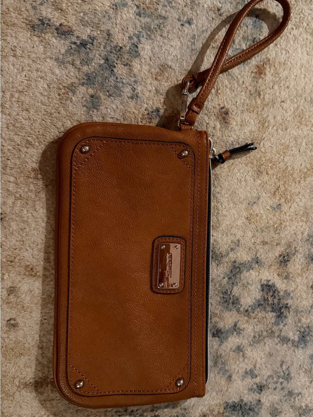 Nine West Brown Leather Wristlet Clutch